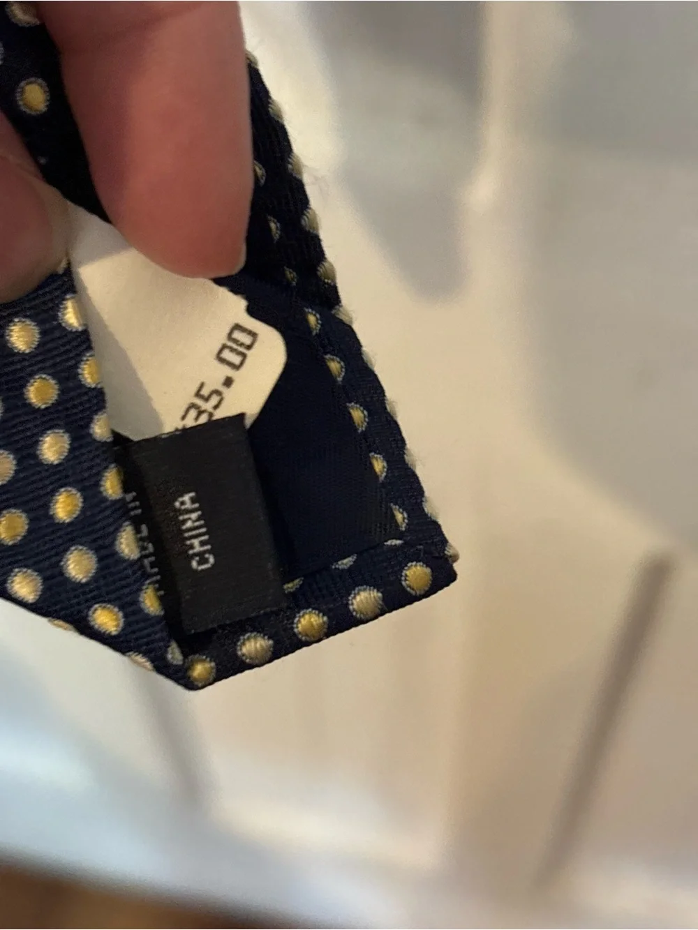 Nautica NEW Navy Silk Tie with Gold Polka Dots